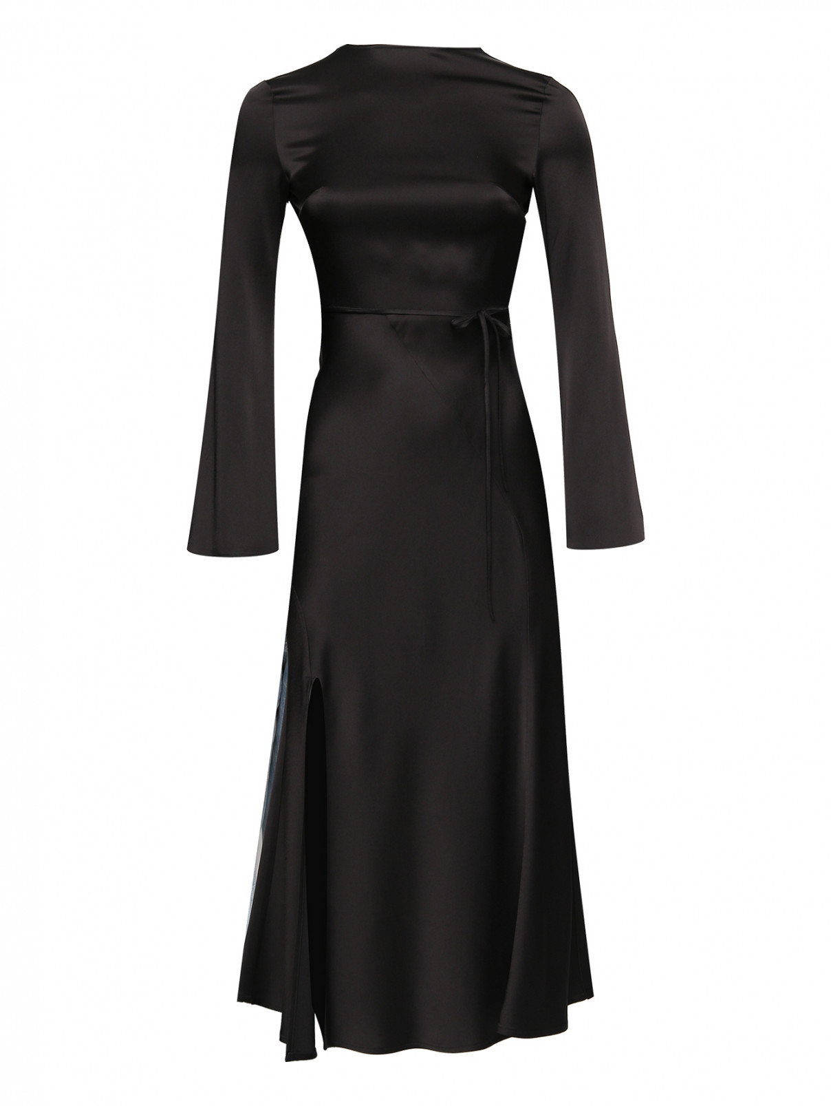 Платье-миди с разрезом Semicouture  –  Общий вид  – Цвет:  Черный