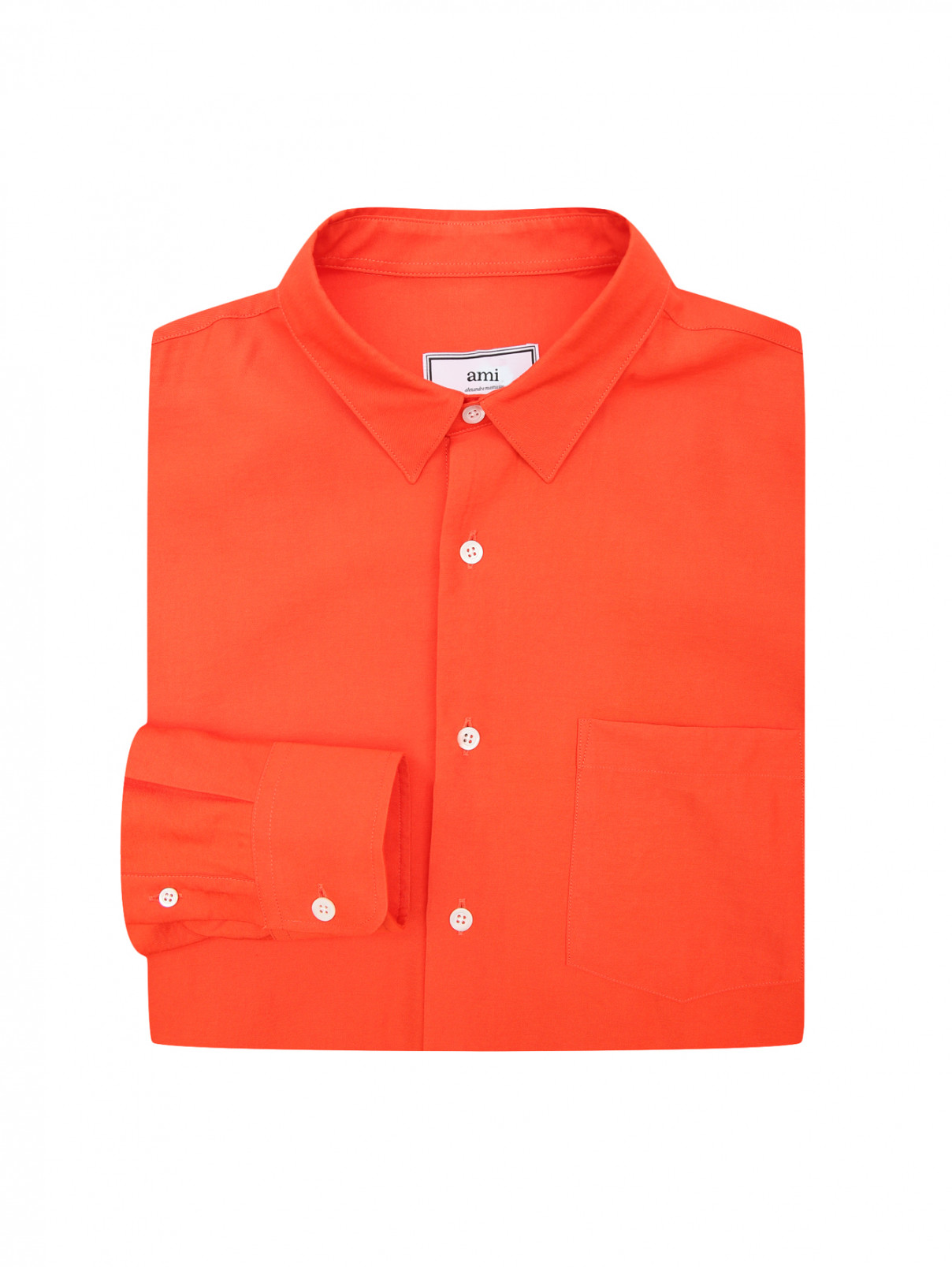 Рубашка с контрастными пуговицами Ami  –  Общий вид  – Цвет:  Оранжевый
