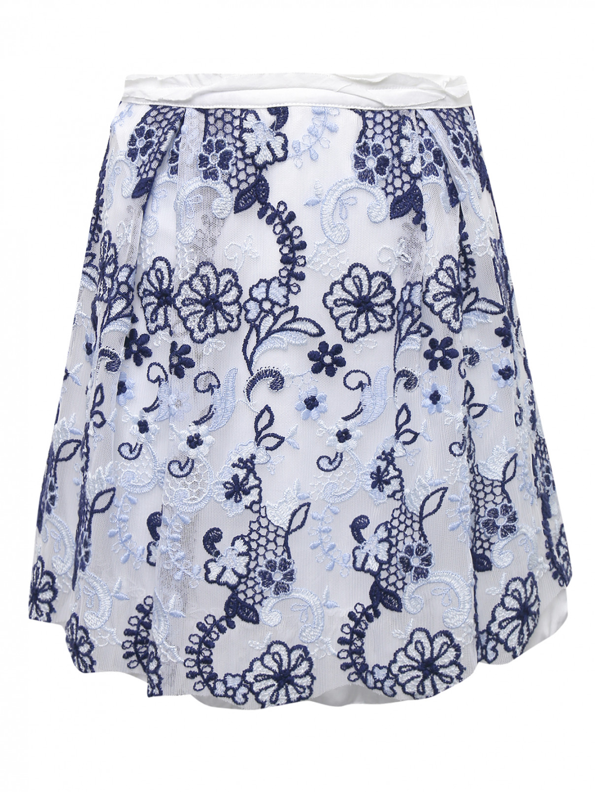 Ажурная юбка-мини Ermanno Scervino Junior  –  Общий вид  – Цвет:  Синий