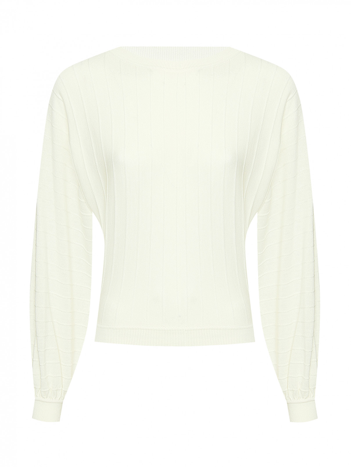 Джемпер однотонный из шерсти Moschino Boutique  –  Общий вид  – Цвет:  Белый