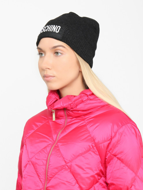 Шапка из смешанного кашемира с логотипом Moschino - МодельОбщийВид