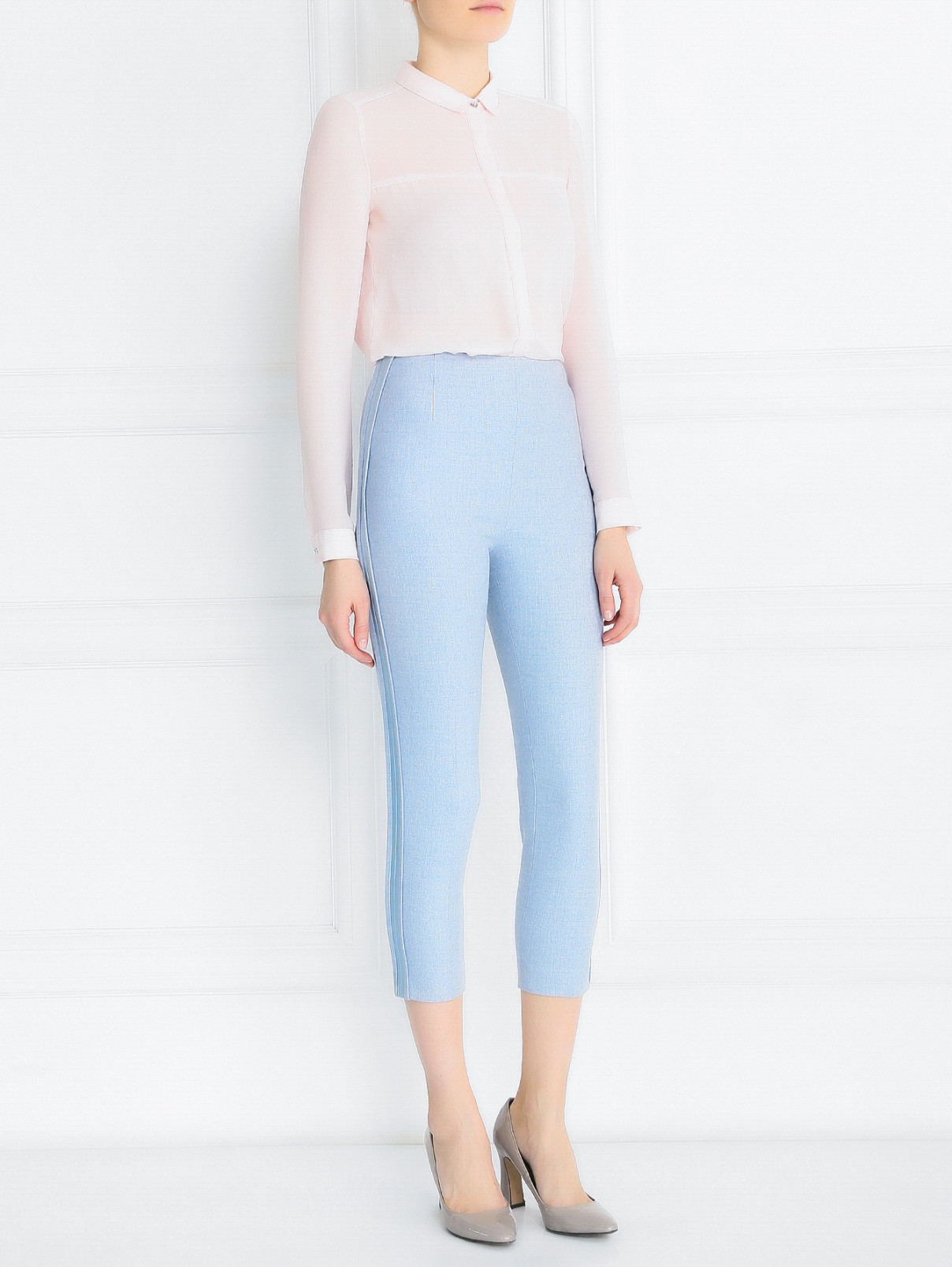 Укороченные брюки из шерсти Ermanno Scervino  –  Модель Общий вид  – Цвет:  Синий