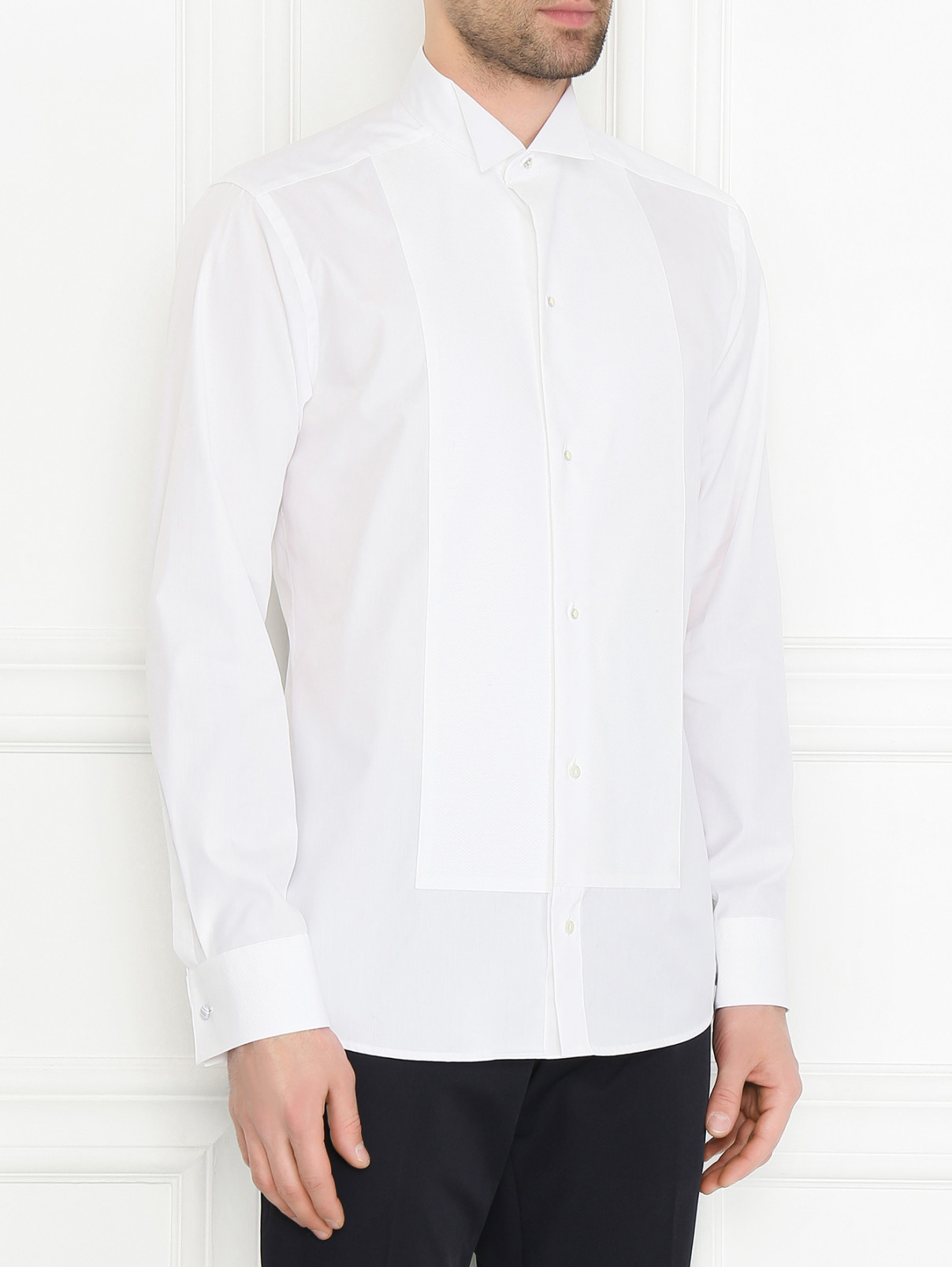 Рубашка из хлопка с манишкой Eton  –  МодельВерхНиз  – Цвет:  Белый