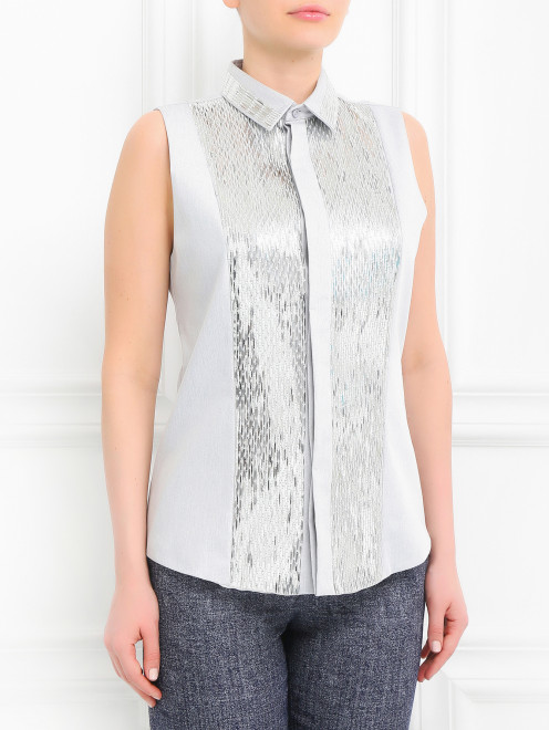 Блуза из хлопка декорированная пайетками Barbara Bui - Модель Верх-Низ
