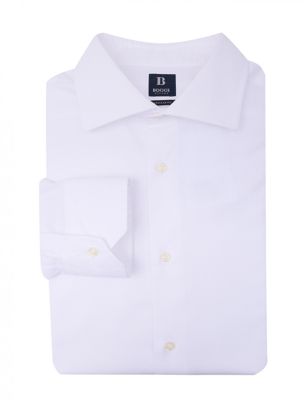 Рубашка из хлопка Boggi  –  Общий вид  – Цвет:  Белый