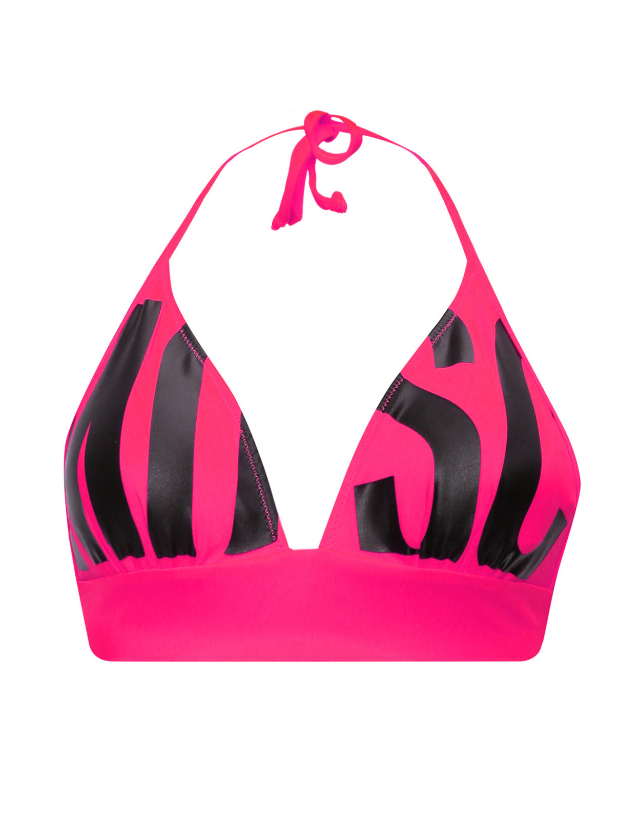 Купальник верх с контрастным принтом Moschino Swim  –  Общий вид  – Цвет:  Розовый