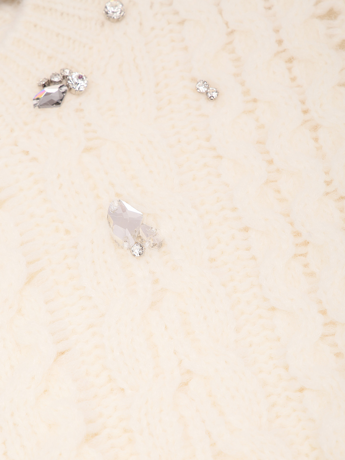 Джемпер из смешанной альпаки, декорированный кристаллами Dorothee Schumacher  –  Деталь  – Цвет:  Белый