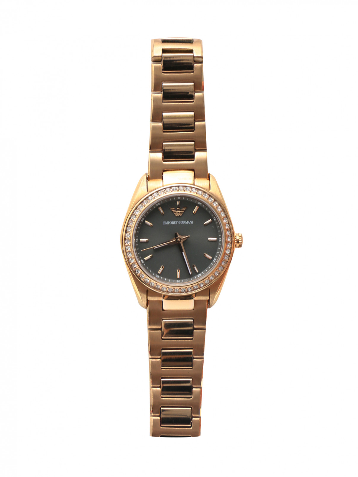 Часы декорированные кристаллами Emporio Armani  –  Общий вид  – Цвет:  Золотой