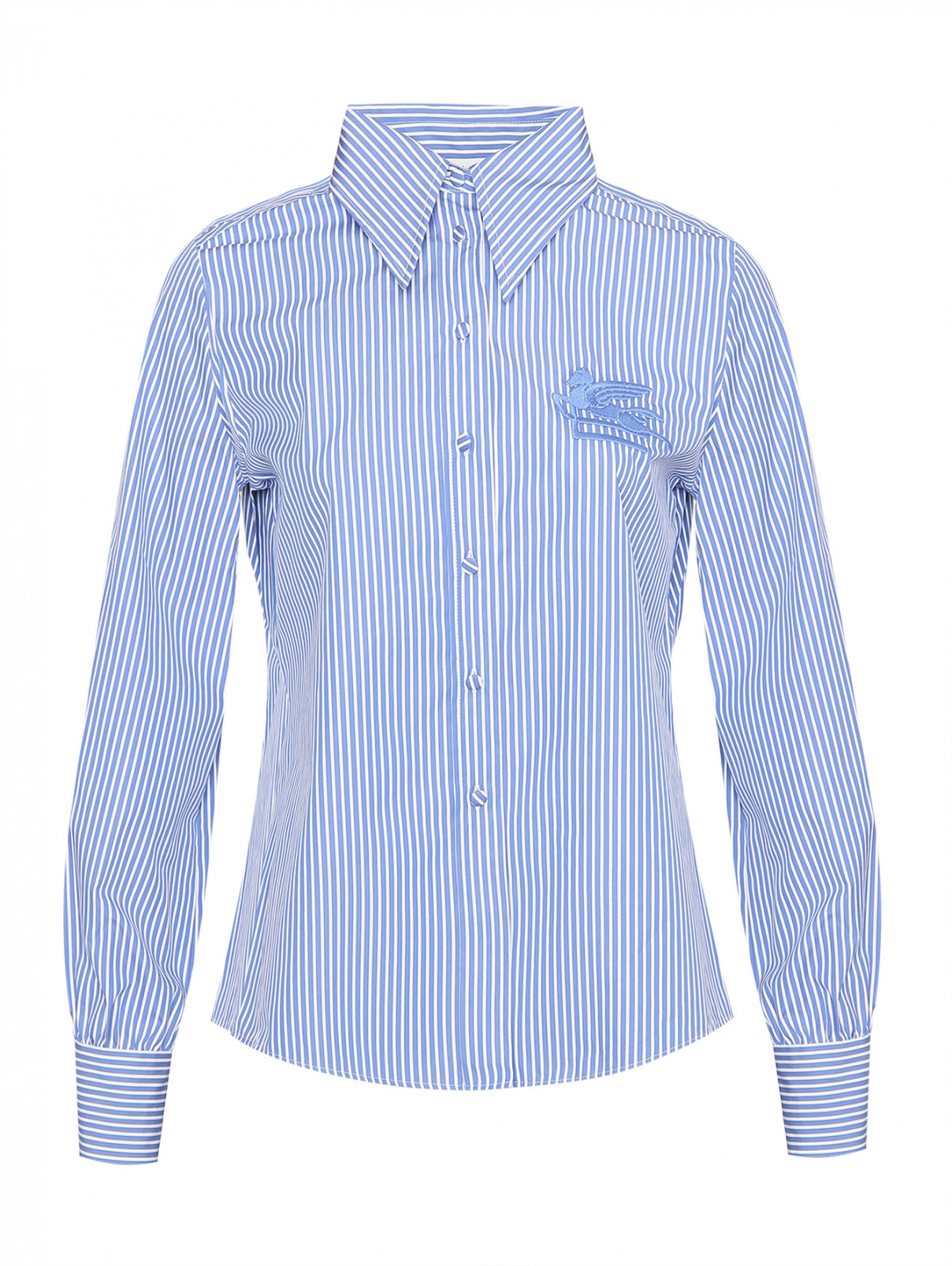 Рубашка из хлопка с аппликацией Etro  –  Общий вид  – Цвет:  Синий
