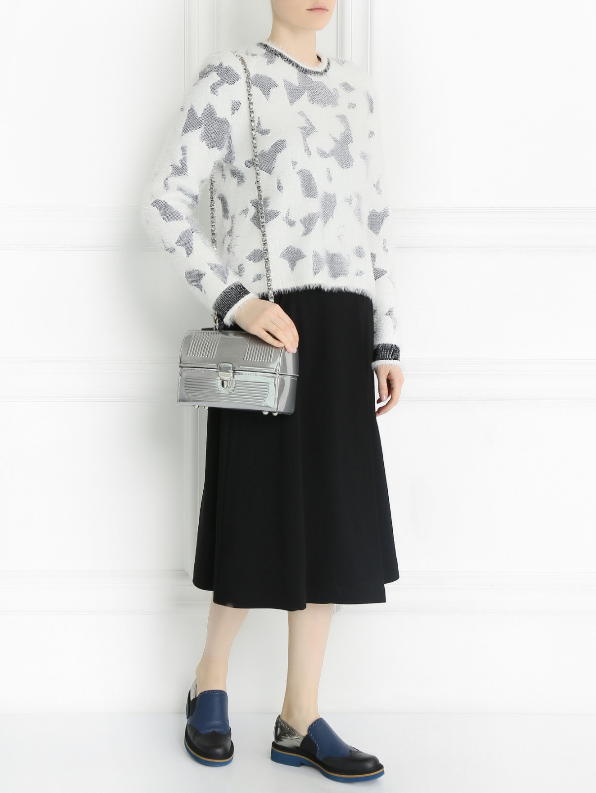 Сумка-сундучок на цепочке Moschino Couture  –  Модель Общий вид  – Цвет:  Серый