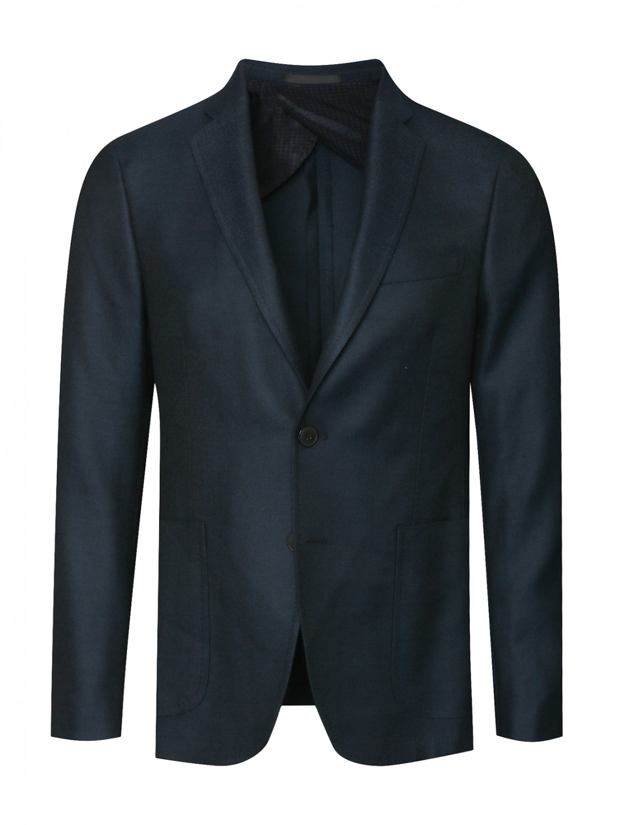 Пиджак из фактурной шерсти Pal Zileri  –  Общий вид  – Цвет:  Синий
