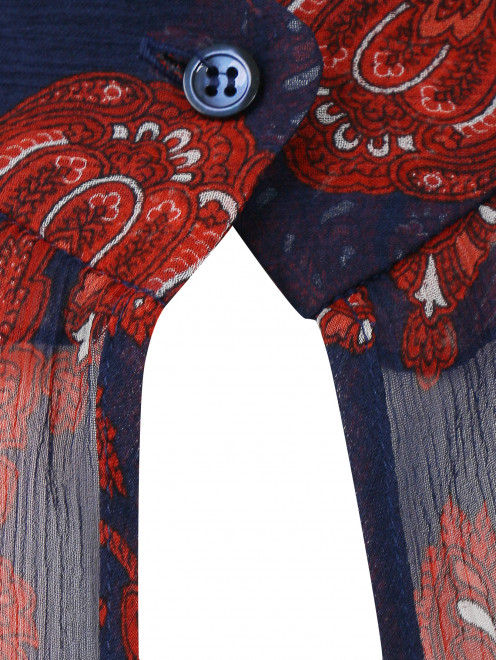 Полупрозрачная блуза из шелка асимметричного кроя с узором "пейсли" - Деталь