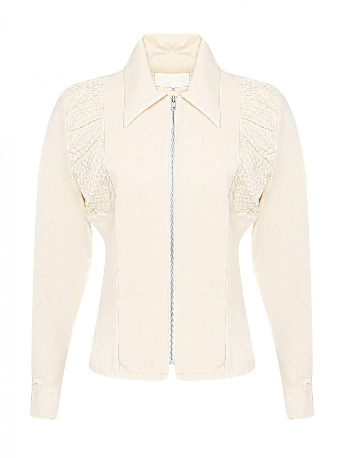 Блуза из хлопка на молнии Maison Margiela  –  Общий вид  – Цвет:  Бежевый