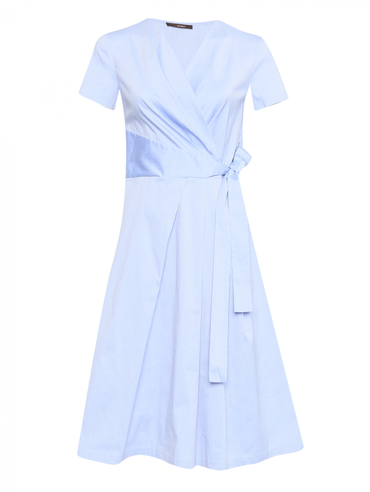 Платье-миди из хлопка с короткими рукавами Windsor  –  Общий вид  – Цвет:  Синий