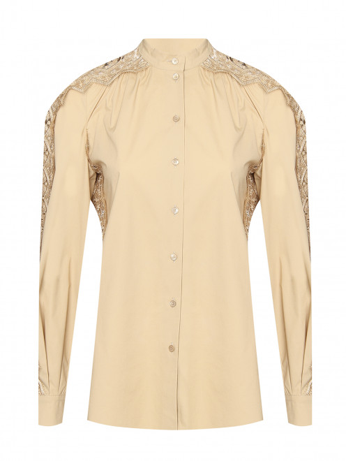 Блуза из хлопка декорированная кружевом Alberta Ferretti - Общий вид