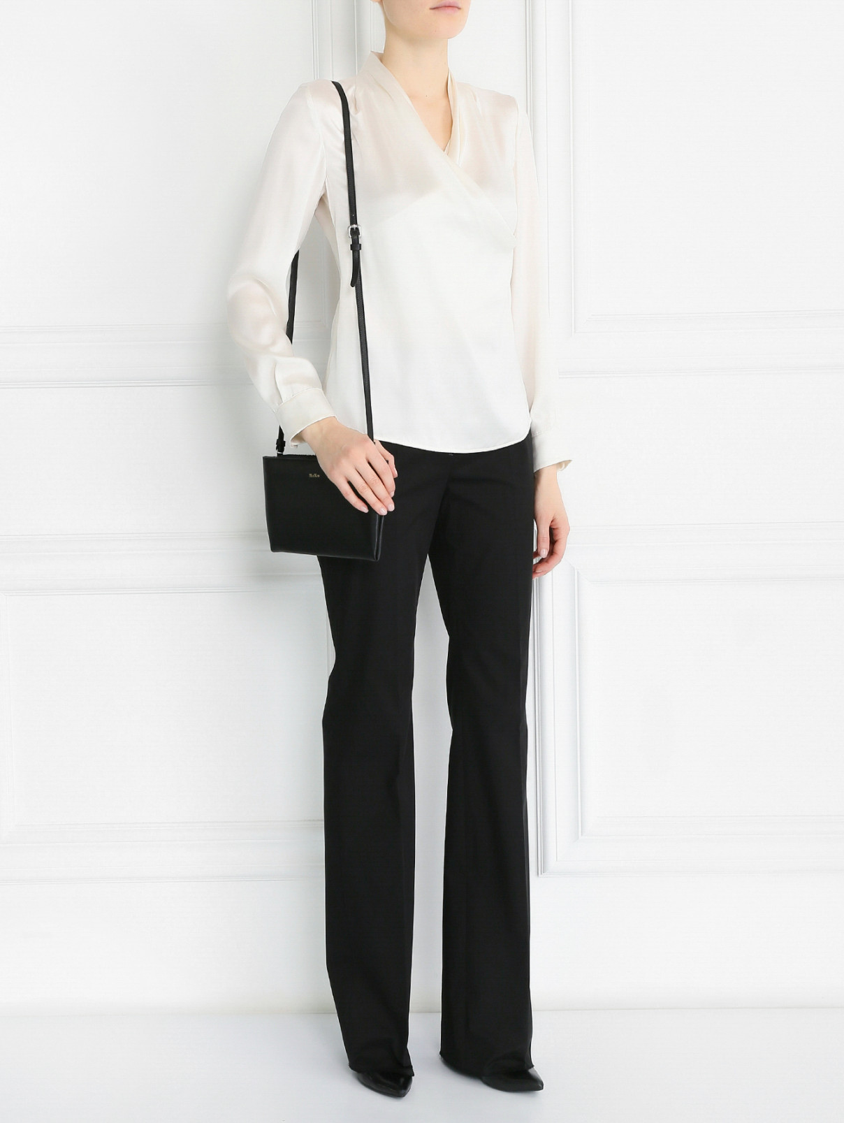 Блуза из шелка с запахом Max Mara  –  Модель Общий вид  – Цвет:  Белый
