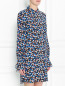 Платье из шелка свободного кроя с узором Tory Burch  –  МодельВерхНиз