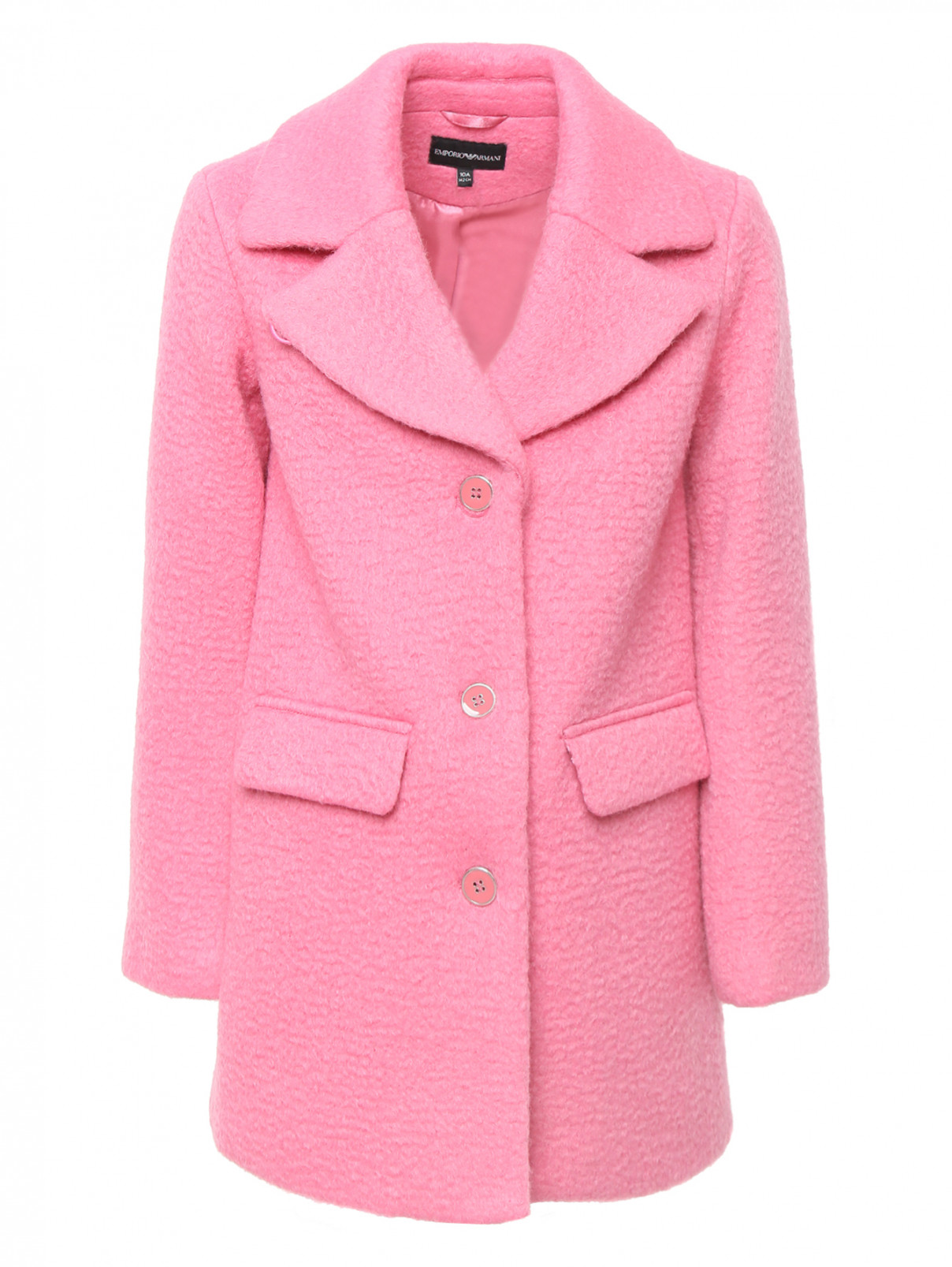 Пальто из смешанной шерсти Armani Junior  –  Общий вид  – Цвет:  Розовый