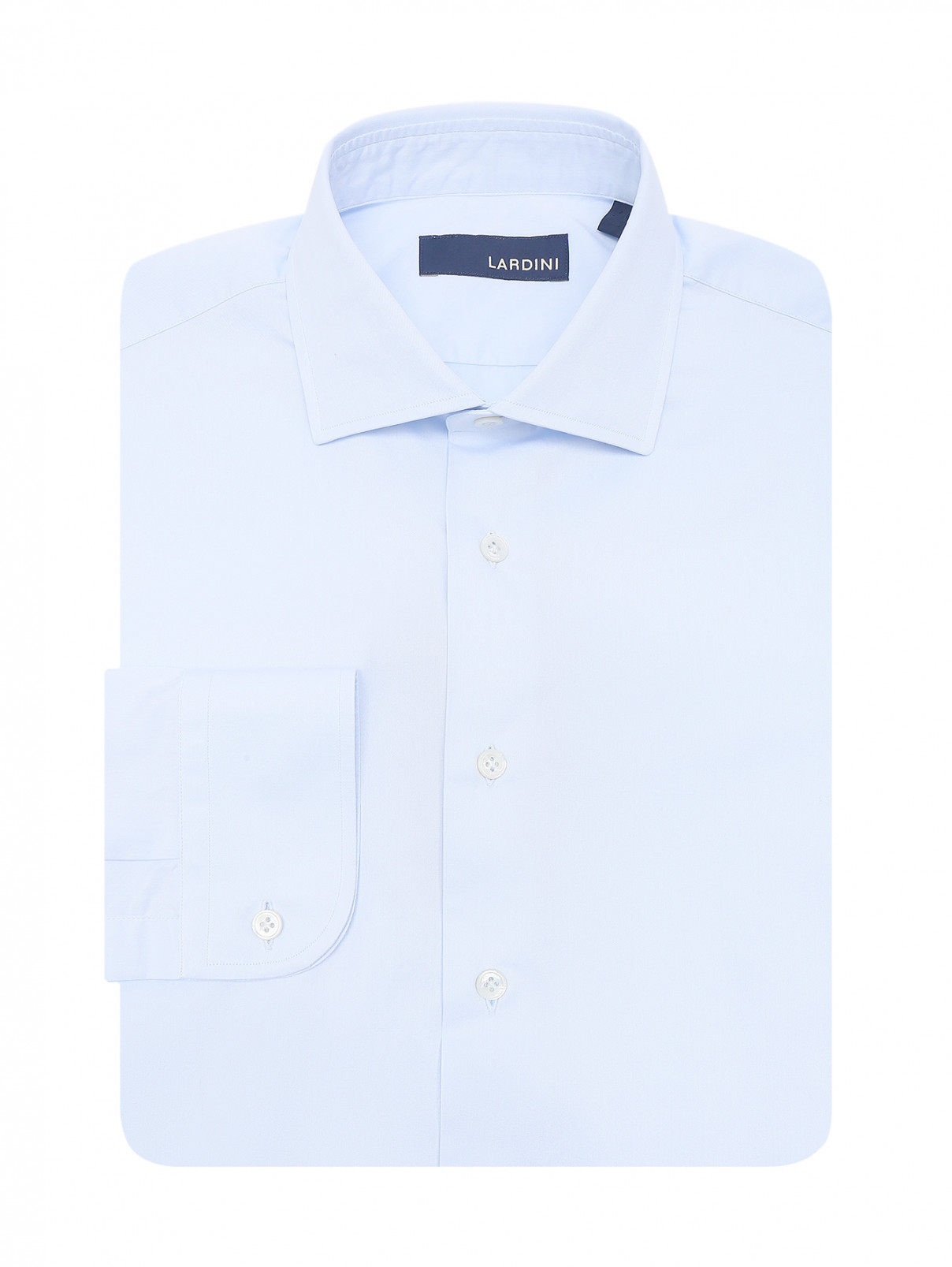 Рубашка из хлопка прямого кроя LARDINI  –  Общий вид  – Цвет:  Синий