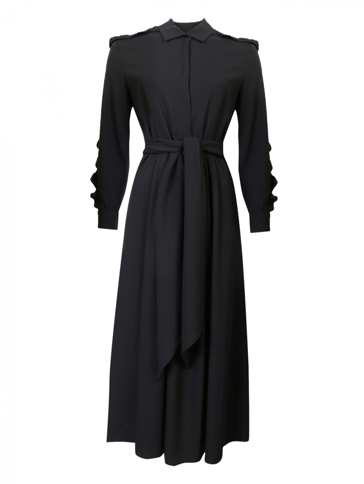 Платье с оборками на рукавах Weekend Max Mara  –  Общий вид  – Цвет:  Черный