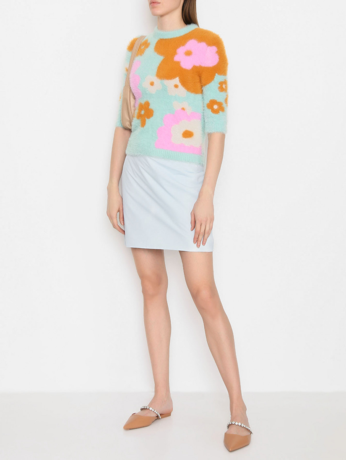 Утепленная юбка-мини Nina Ricci  –  МодельОбщийВид  – Цвет:  Синий
