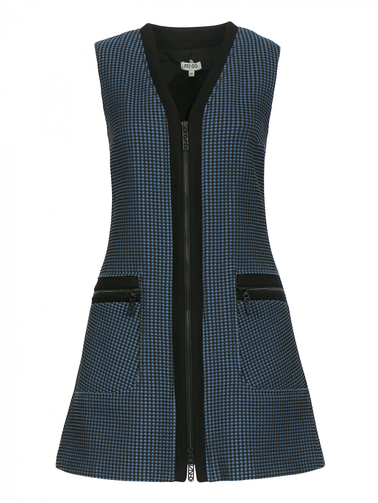 Платье-футляр из хлопка на молнии Kenzo  –  Общий вид  – Цвет:  Синий