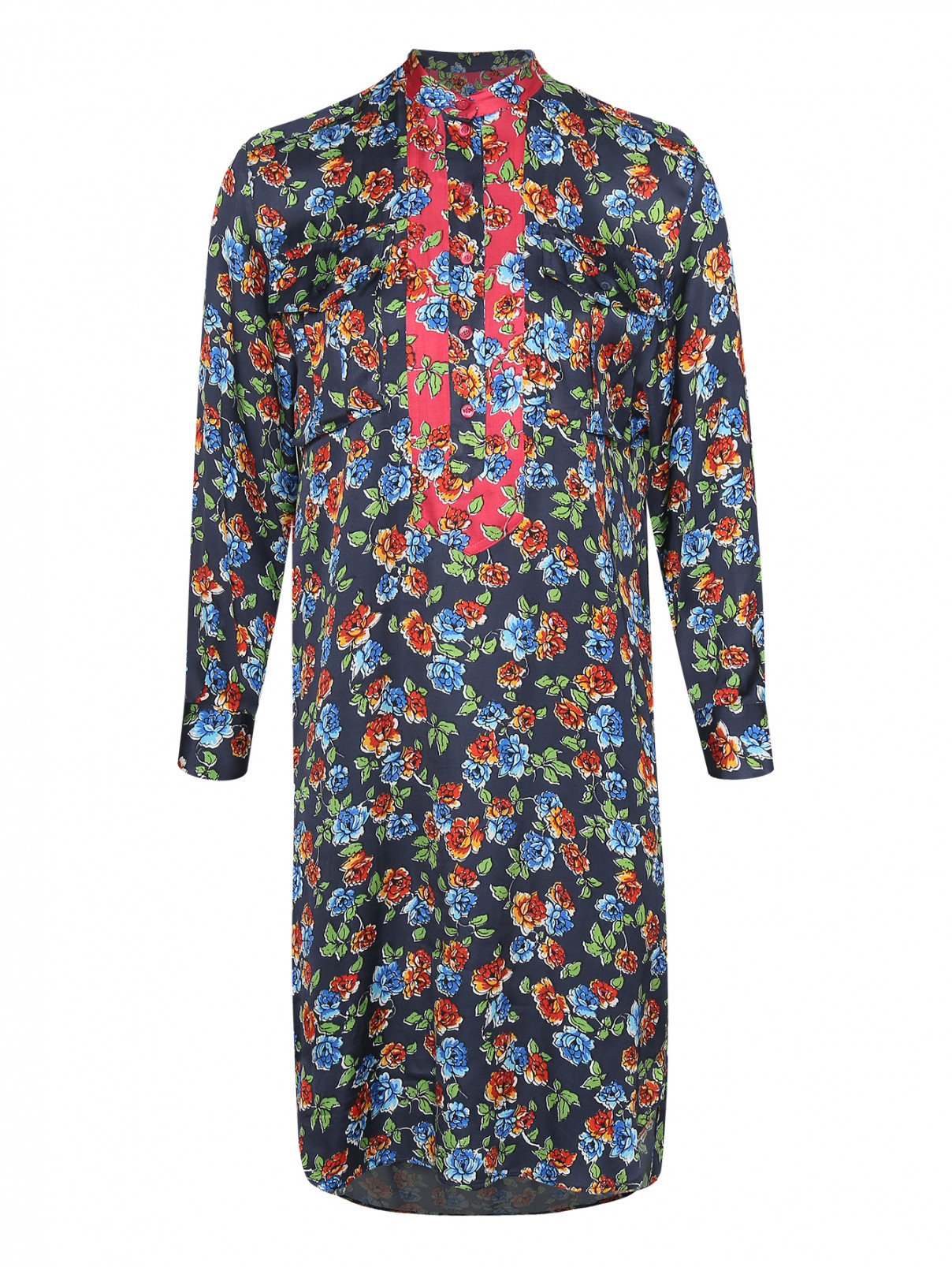Платье асимметричного кроя с цветочным узором Max&Co  –  Общий вид  – Цвет:  Узор