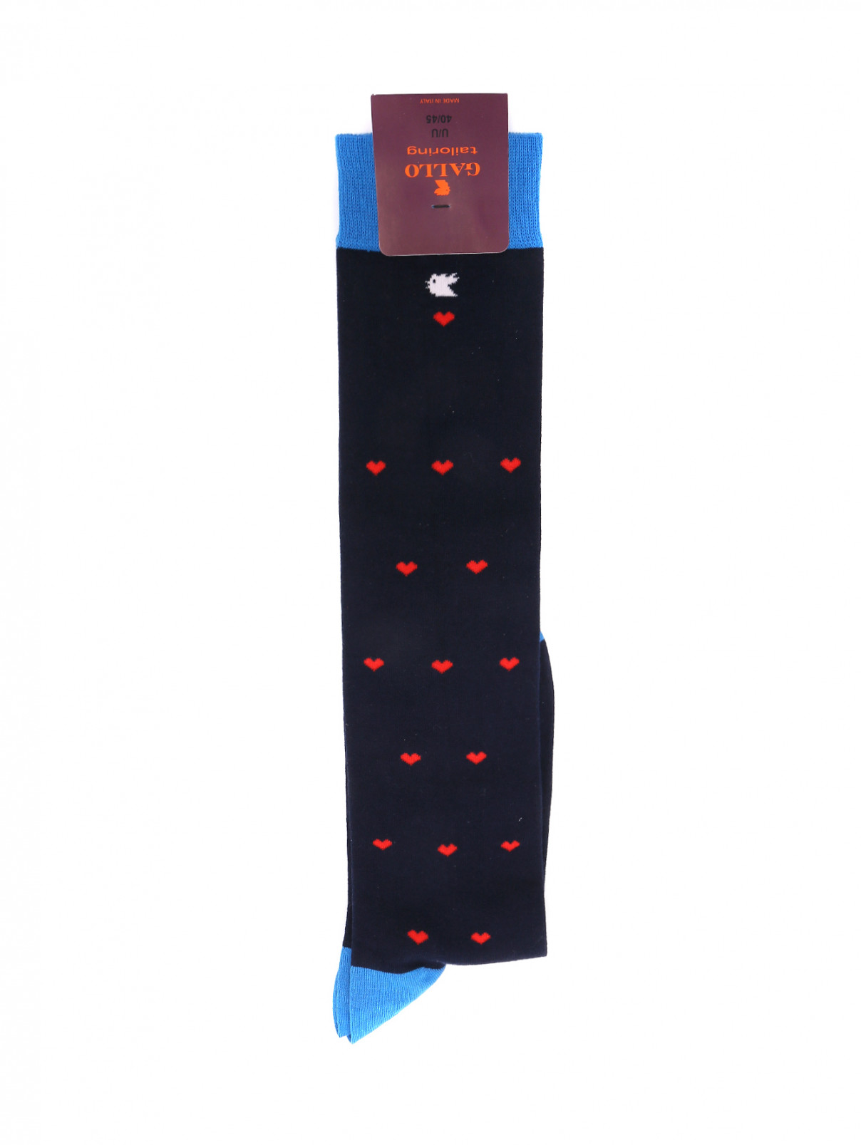 Носки из хлопка с узором Gallo  –  Общий вид  – Цвет:  Синий