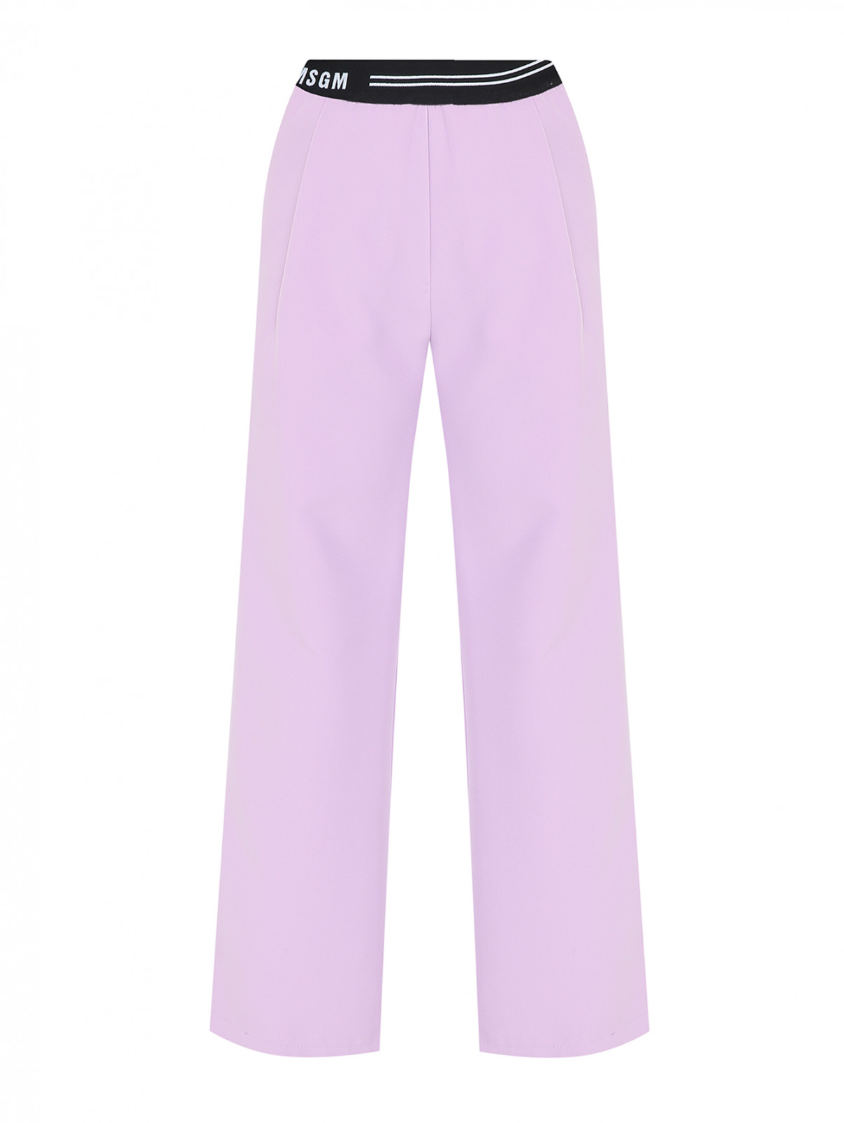 Однотонные брюки на резинке MSGM  –  Общий вид  – Цвет:  Фиолетовый