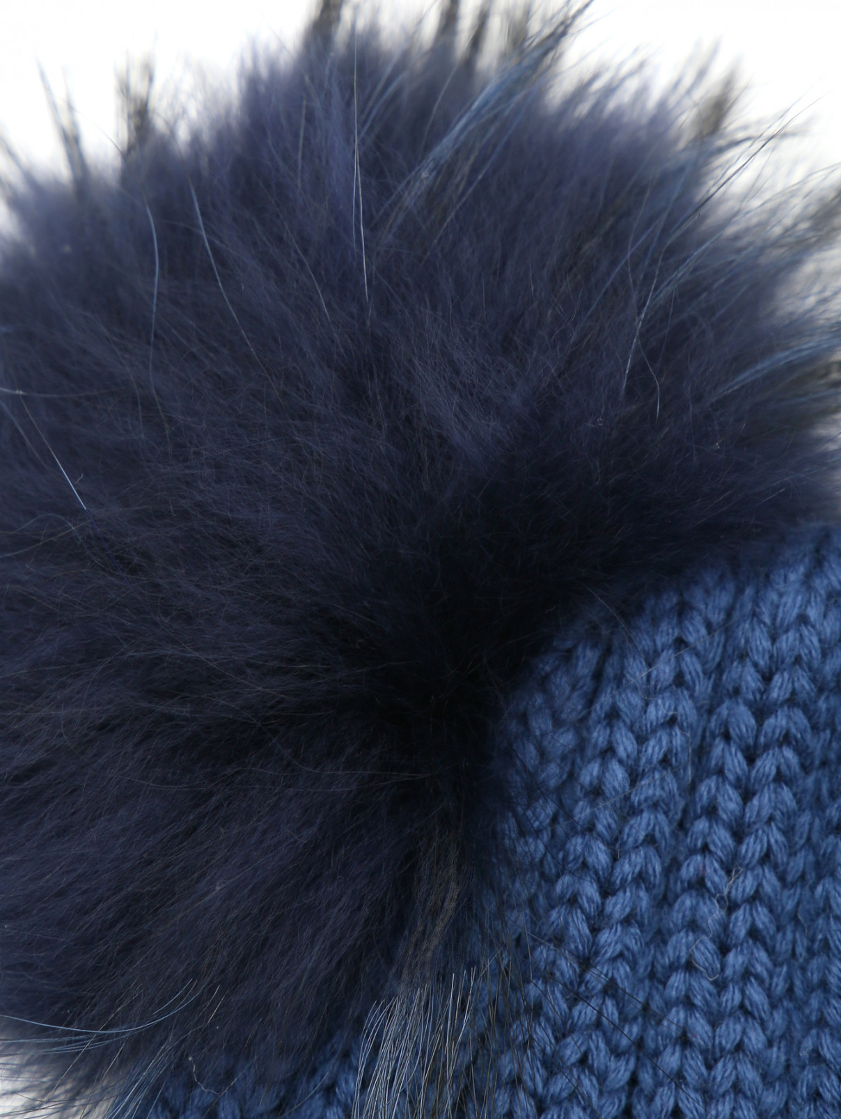 Шапка из шерсти с меховыми помпонами IL Trenino  –  Деталь  – Цвет:  Синий