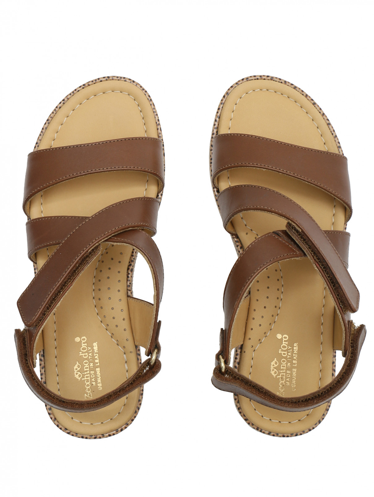 Кожаные сандалии на рифленой подошве Zecchino d`Oro  –  Обтравка4  – Цвет:  Коричневый