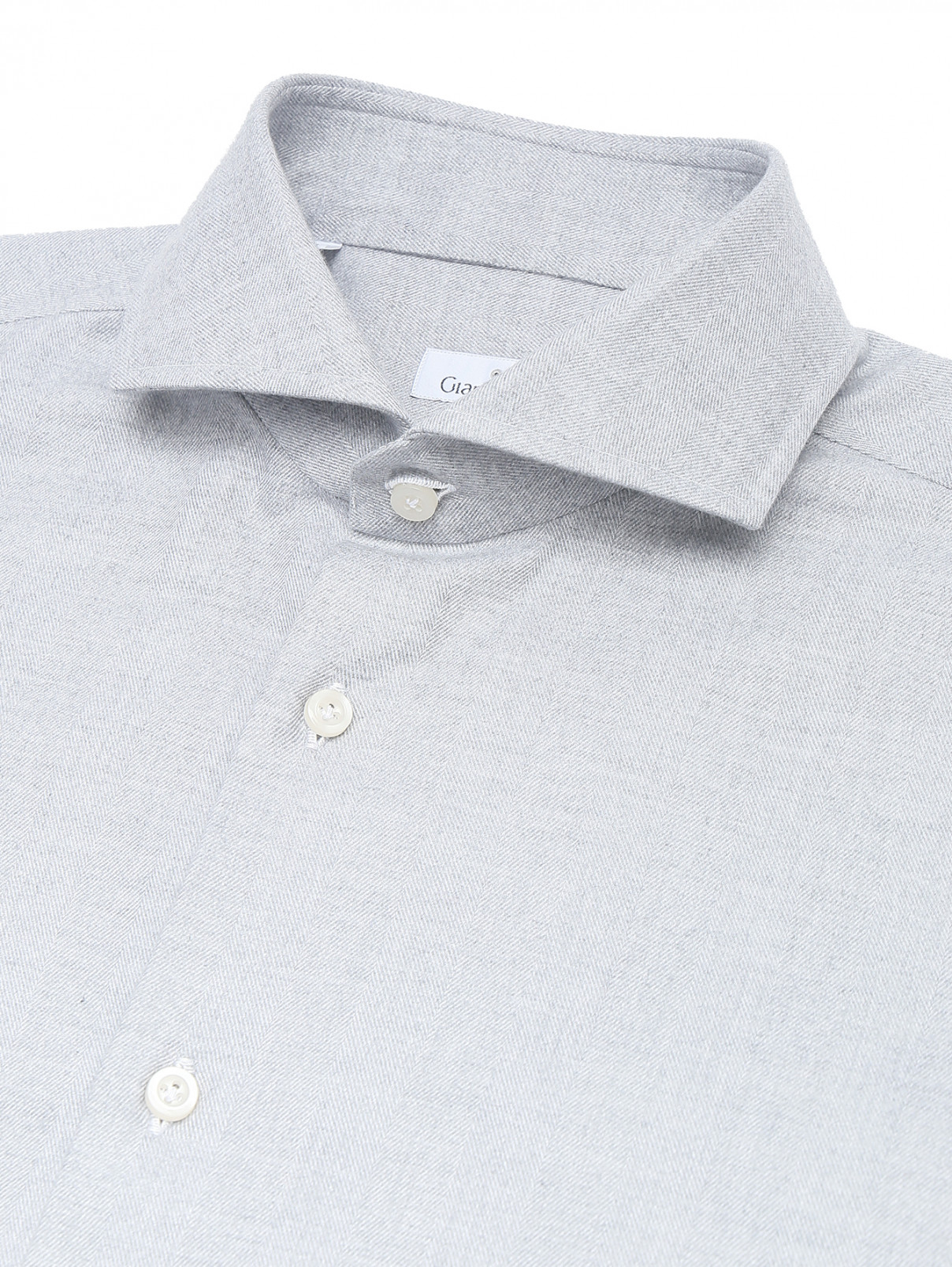Однотонная рубашка из смешанного хлопка Giampaolo  –  Деталь1  – Цвет:  Серый