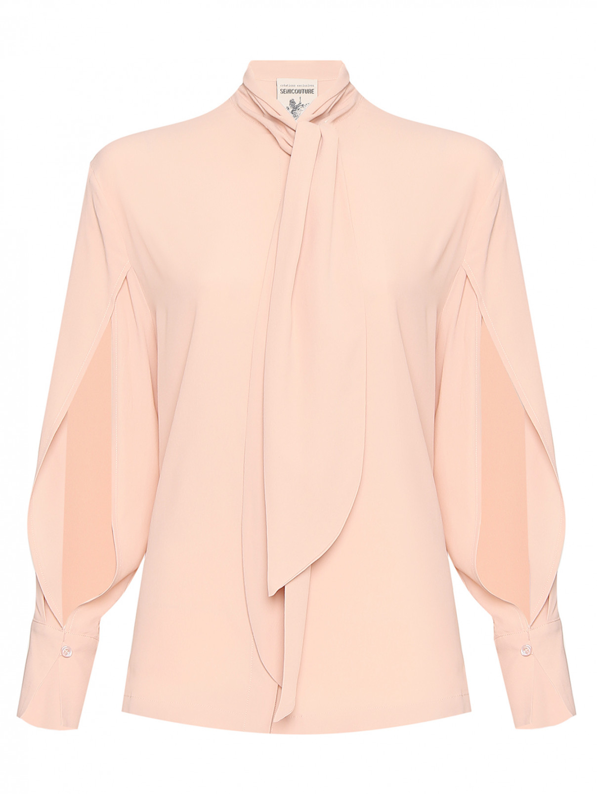 Блуза c разрезами на рукавах Semicouture  –  Общий вид  – Цвет:  Розовый
