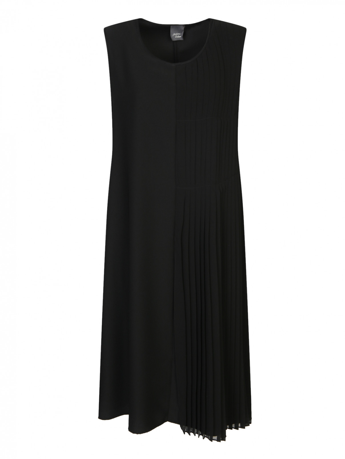 Плиссированное платье без рукавов Persona by Marina Rinaldi  –  Общий вид  – Цвет:  Черный