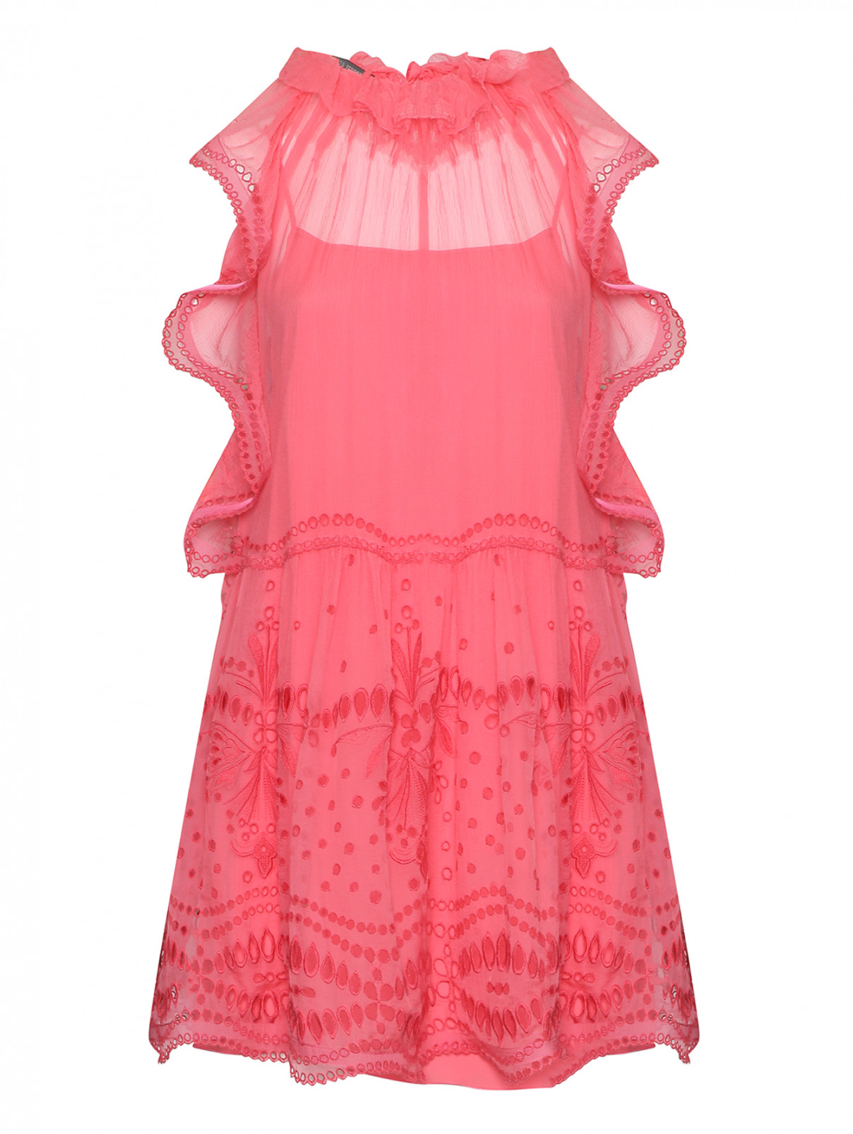 Платье свободного кроя из хлопка и шелка Alberta Ferretti  –  Общий вид  – Цвет:  Розовый