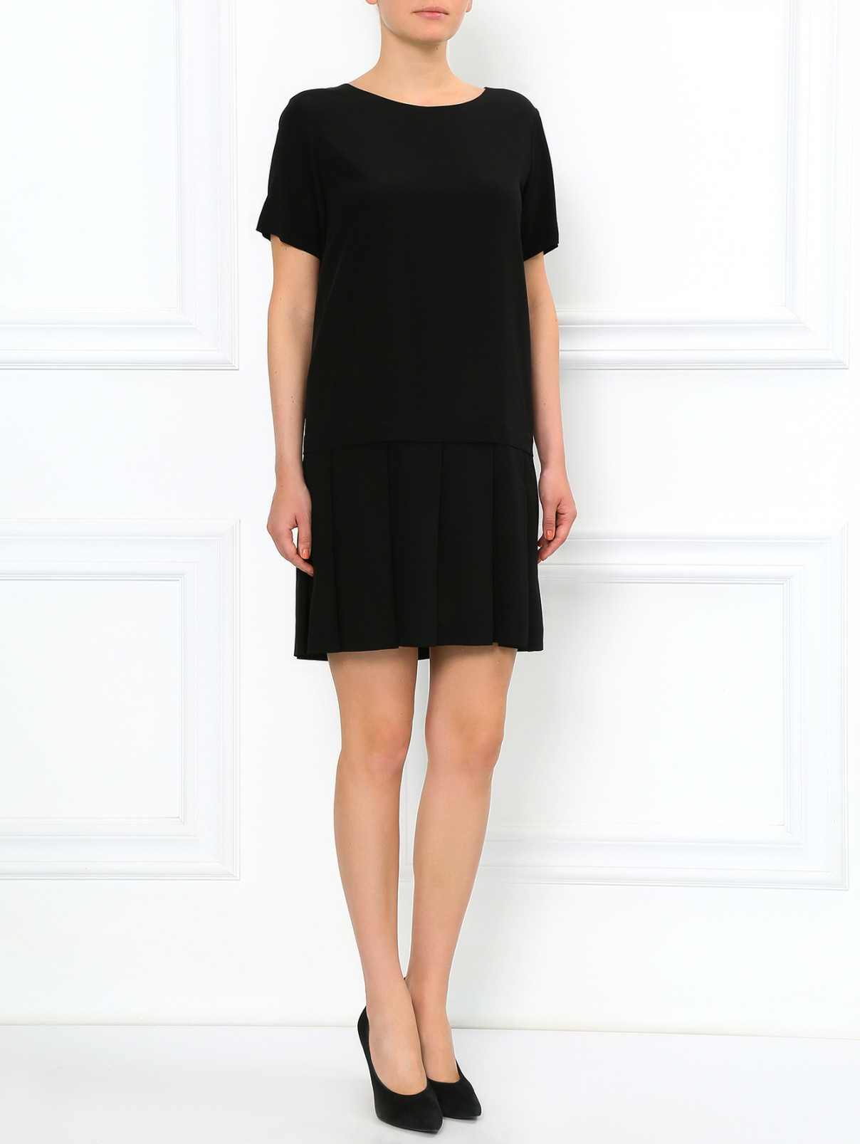 Платье из шелка свободного кроя Moschino  –  Модель Общий вид  – Цвет:  Черный
