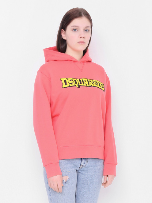 Толстовка из хлопка с ярким принтом Dsquared2 - МодельВерхНиз