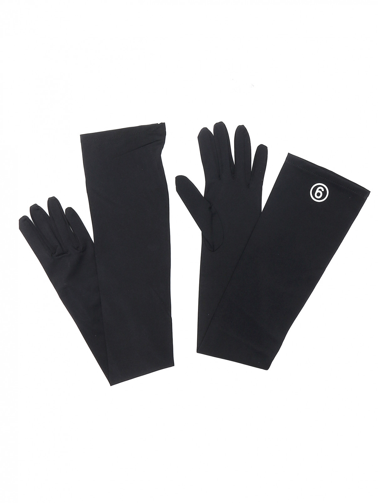 Перчатки из текстиля с принтом MM6  –  Общий вид  – Цвет:  Черный
