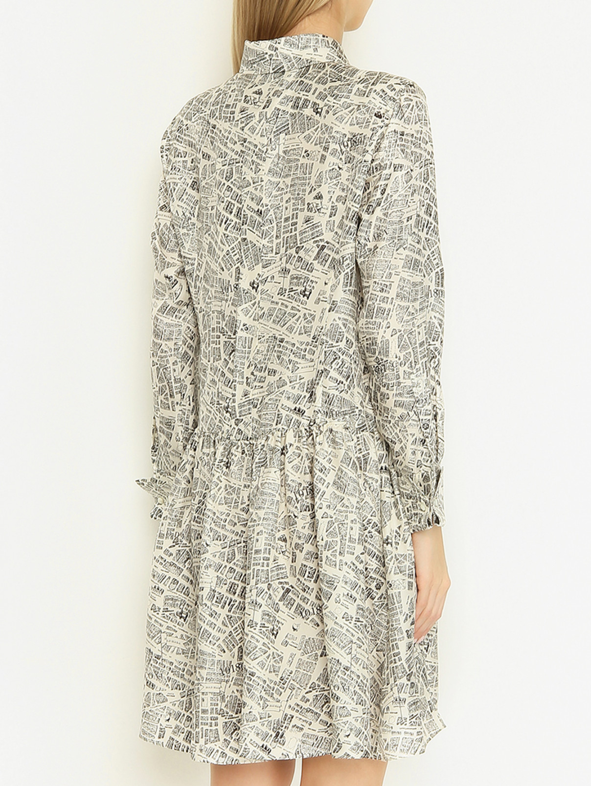 Платье из шелка с длинными рукавами Max Mara  –  МодельВерхНиз1  – Цвет:  Узор