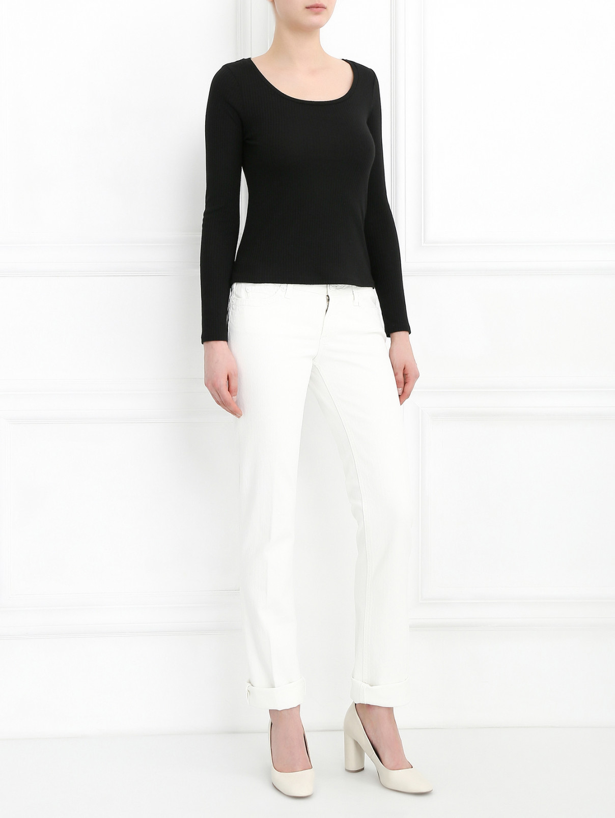 Узкие джинсы с декором J&Company  –  Модель Общий вид  – Цвет:  Белый