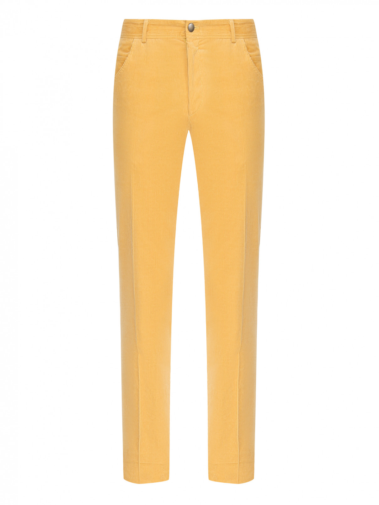 Вельветовые брюки из хлопка прямого кроя Belvest  –  Общий вид  – Цвет:  Желтый