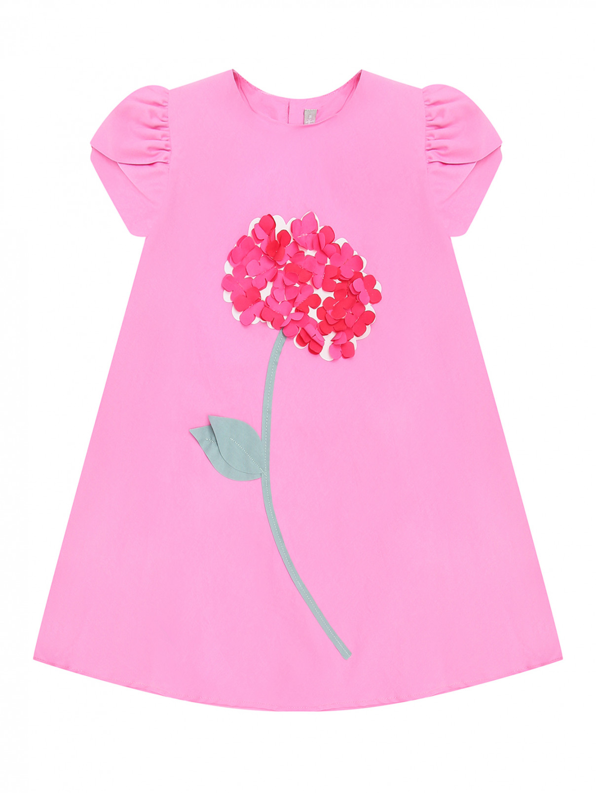 Платье из хлопка с аппликацией Il Gufo  –  Общий вид  – Цвет:  Розовый