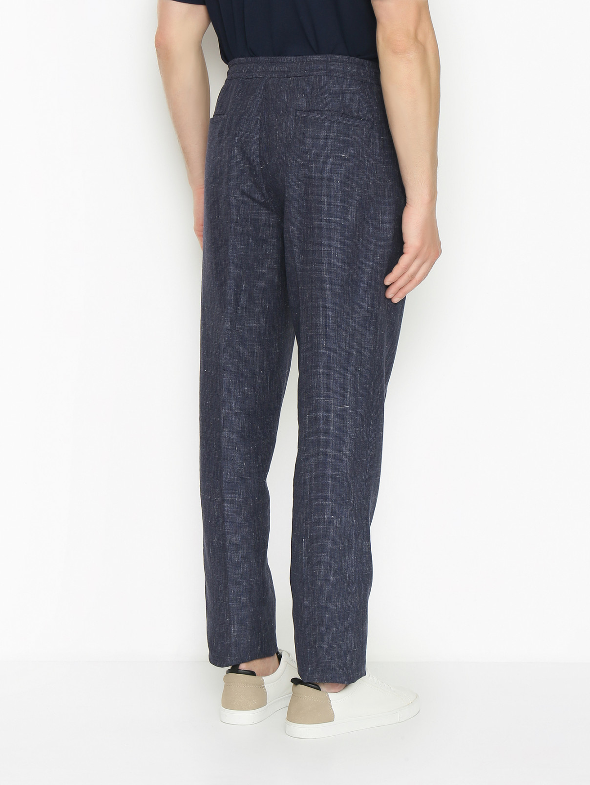 Брюки из льна и шерсти LARDINI  –  МодельВерхНиз1  – Цвет:  Синий