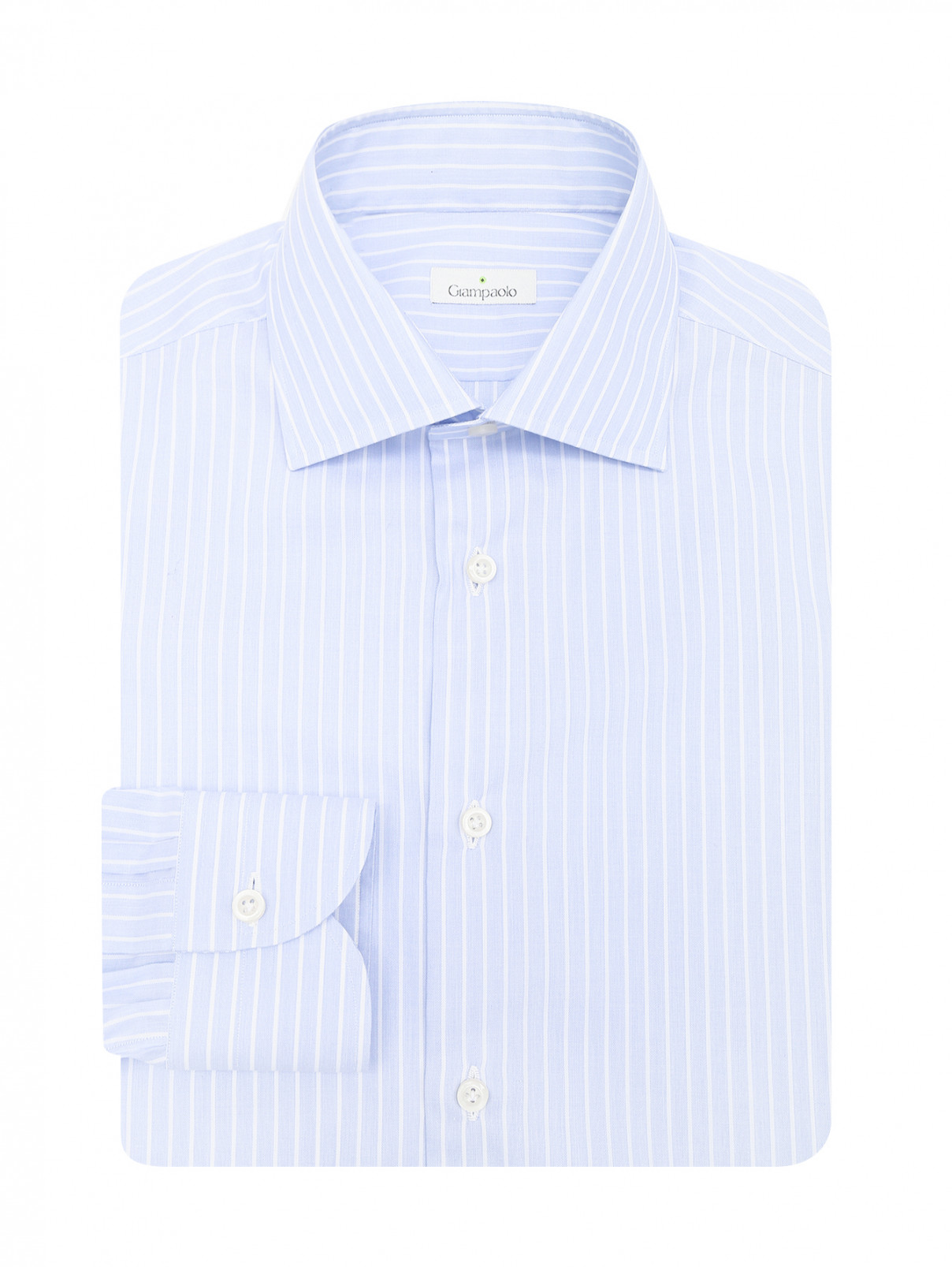 Рубашка из хлопка с узором "полоска" Giampaolo  –  Общий вид  – Цвет:  Синий
