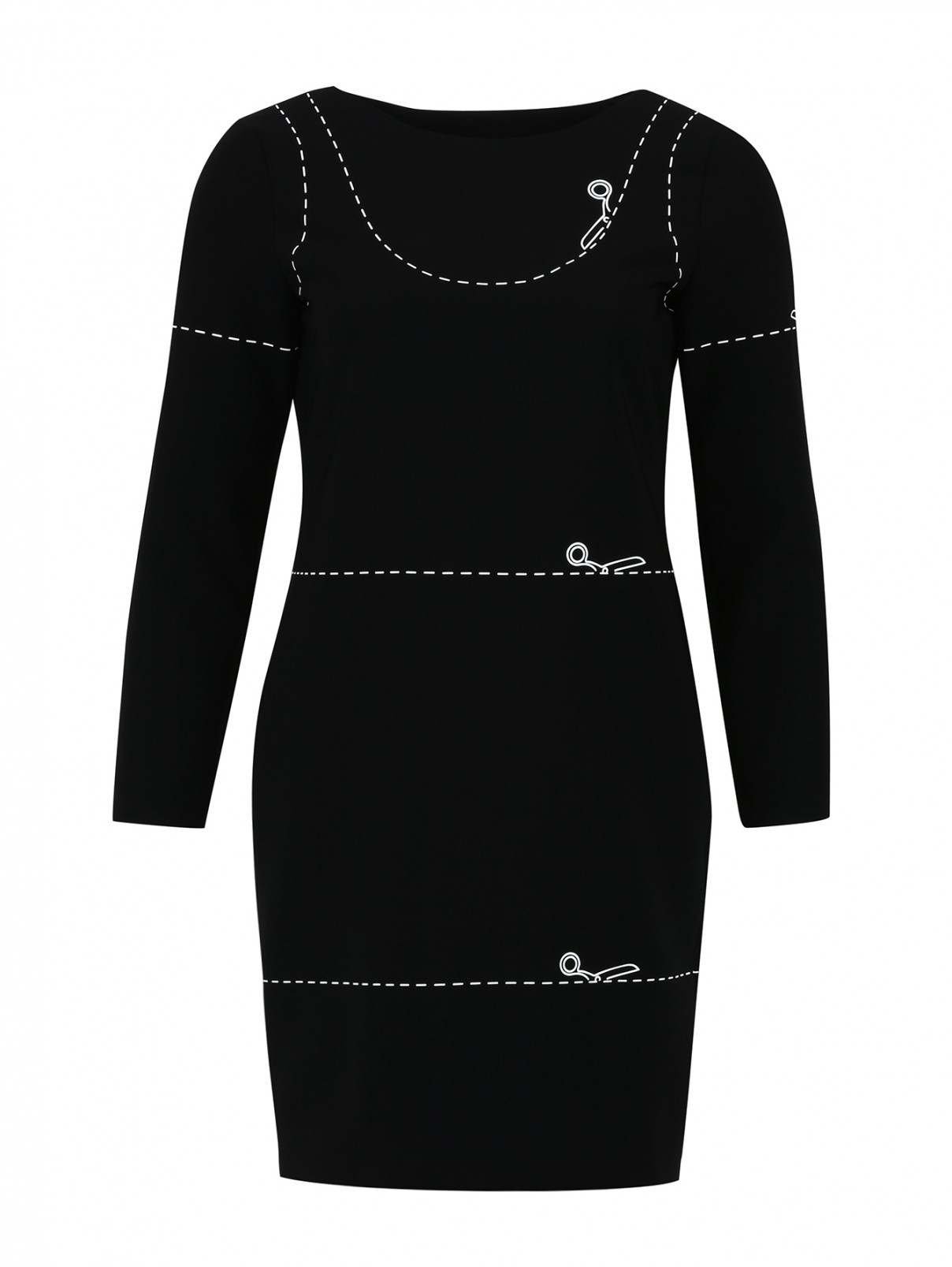 Платье-футляр с узором Moschino Couture  –  Общий вид  – Цвет:  Черный
