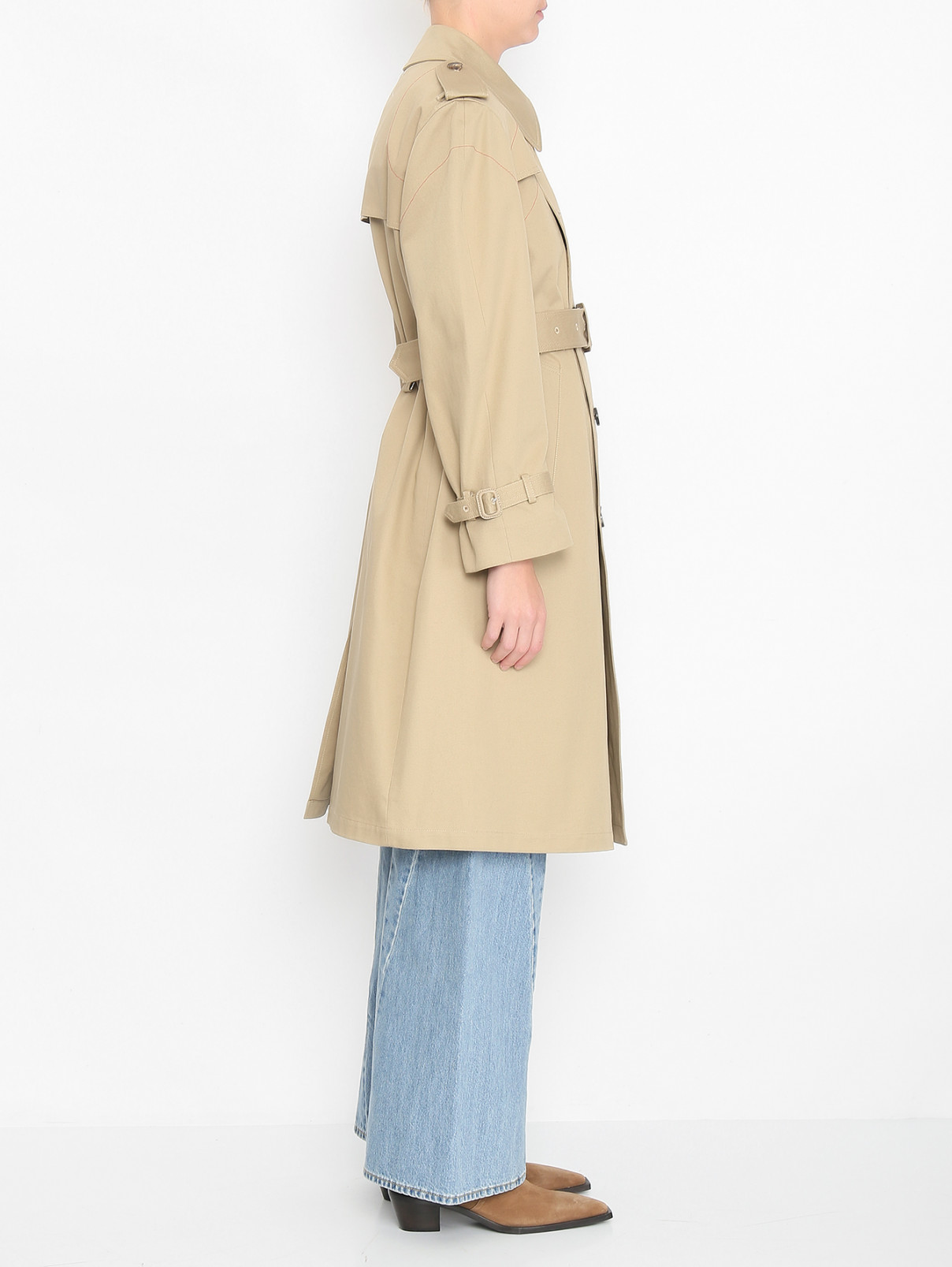 Тренч из хлопка с карманами Maison Margiela  –  МодельВерхНиз2  – Цвет:  Бежевый