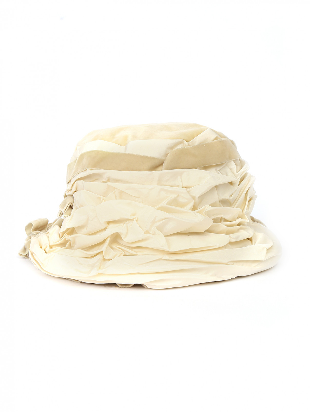 Шляпа бархатная декорированная оборками I Pinco Pallino  –  Общий вид  – Цвет:  Белый