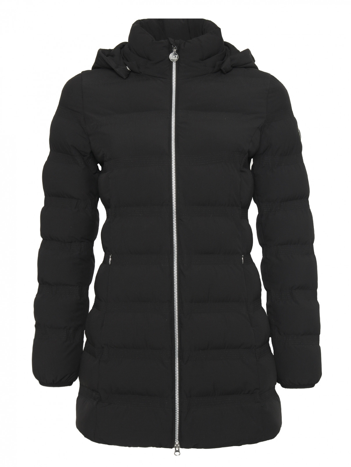 Куртка на молнии с капюшоном EA 7  –  Общий вид  – Цвет:  Черный
