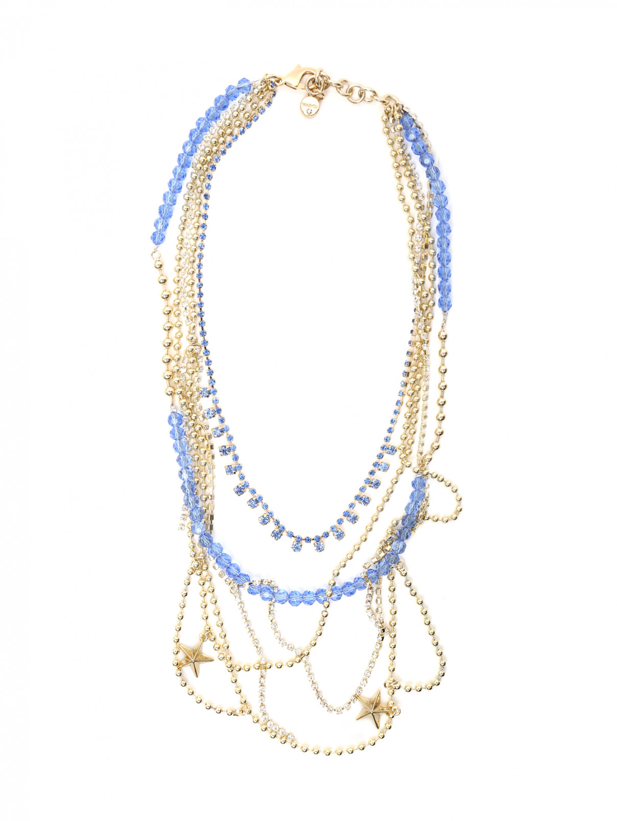 Ожерелье из кристаллов и цепочки с подвесками Max&Co  –  Общий вид  – Цвет:  Золотой