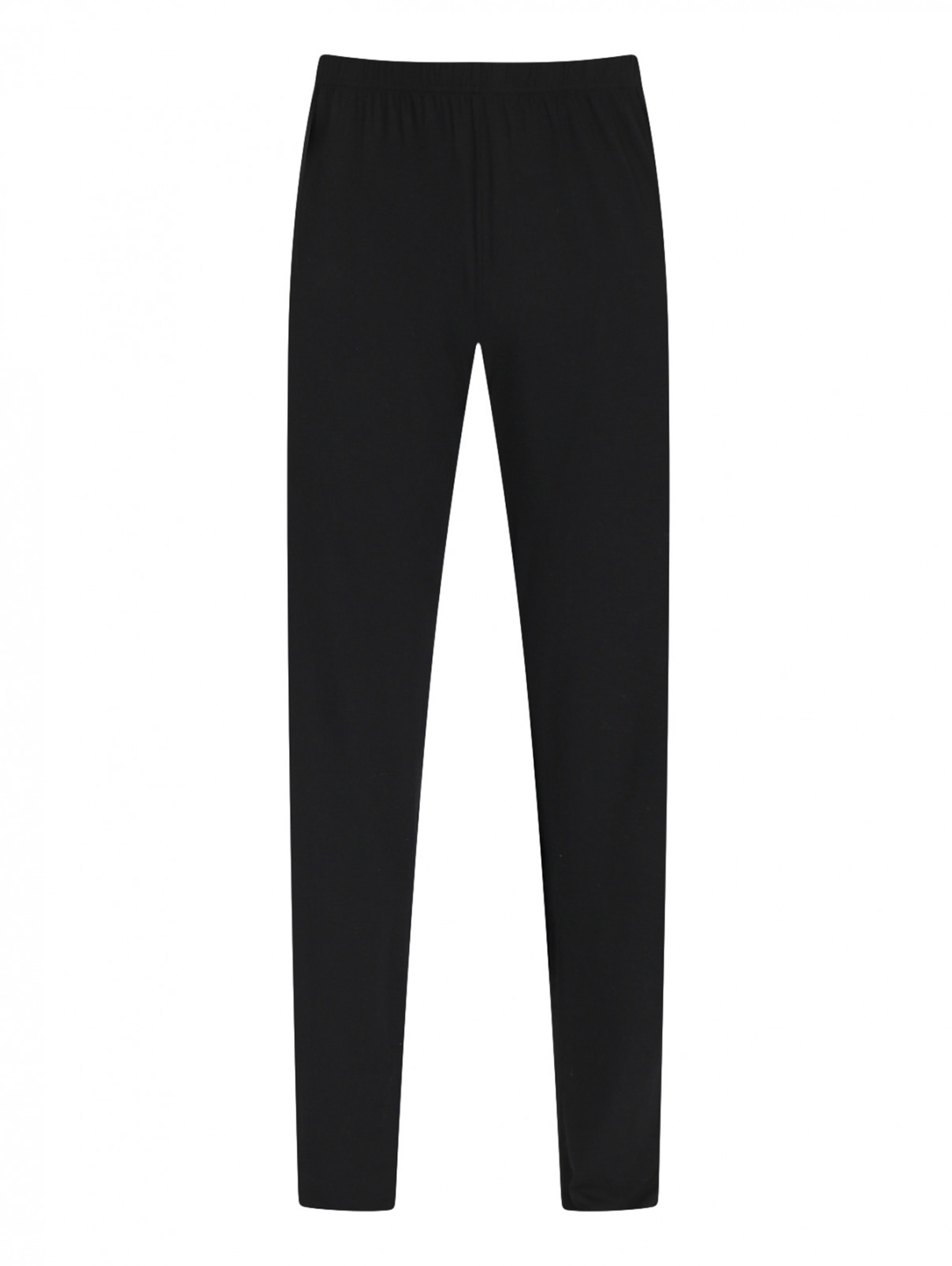Однотонные брюки на резинке Nero Perla  –  Общий вид  – Цвет:  Черный